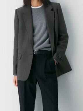 Aritzia Wilfred Dark Charcoal Gray Generation 1-Button Blazer Jacket